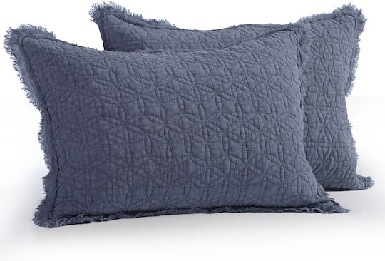 Nef-Nef Homeware Laren Blue Kissenbezug-Set Gesteppt Blue 52x72cm.