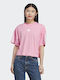 Adidas Γυναικείο Αθλητικό Crop T-shirt Ροζ