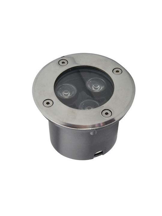 Elmark LED Floor Spot 3W with Warm White Light IP67 Gray
