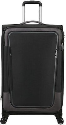 American Tourister Pulsonic Spinner Cabin Travel Suitcase Fabric Black with 4 Wheels