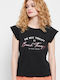 Funky Buddha FBL007-16904 Women's Athletic T-shirt Black FBL007-169-04-BLACK