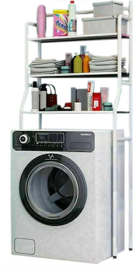 Newest TW-106 Floor Bathroom Shelf Metallic with 3 Shelves 65x35x160cm White