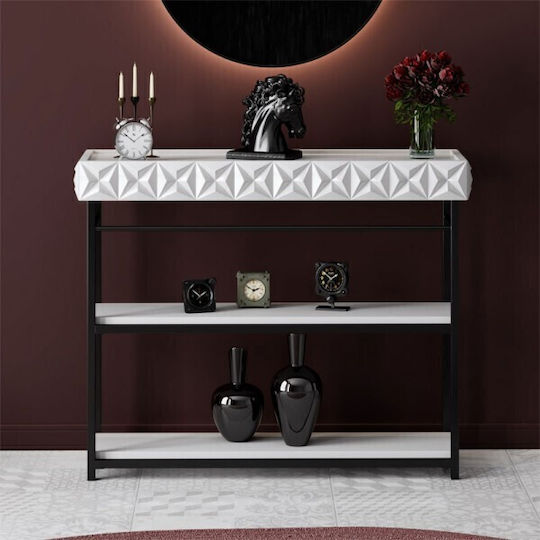 PWF-0629 Console Table Wood & Metal White / Black L102xW32xH83cm