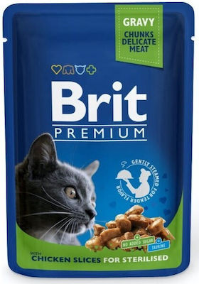 Brit Premium By Nature Wet Food for Sterilised Adult Cats In Pouch with Chicken 1pc 100gr