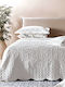 Kentia Cotton Satin Set of 3pcs Bridal Blanket Super Double with 2 Pillowcases Kiara White 260x250cm