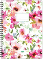 Next Spiral Notebooks Ruled A4 70 Sheets 2 Subjects Flowers Pink 3pcs