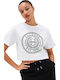 Carala Γυναικείο Αθλητικό Crop Top Κοντομάνικο Λευκό