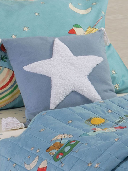 Nef-Nef Homeware Детска Декоративна Възглавница Hugging Star Синя 35x35см