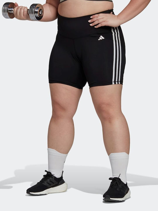 Adidas Essentials 3 Stripes Plus Size Training Γυναικείο Κολάν-Σορτς Ψηλόμεσο Μαύρο