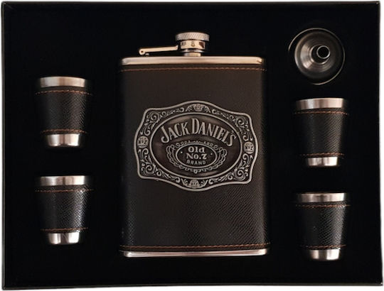 Jack Daniel's Комплект манерки Неръждаема стомана с фуния Черен 236мл