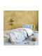 Nima Dino Island Set Kids Duvet Cover Single with Pillowcase Cotton Grey-Multi 160x240cm