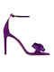 Sante Fabric Women's Sandals with Ankle Strap Purple with Thin High Heel