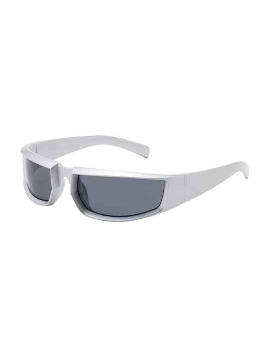 Sole Sunglasses with Silver Acetate Frame and Black Lenses 20917-02