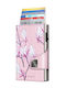 Click & Slide Μικρό Γυναικείο Πορτοφόλι Καρτών με RFID Cherry Blossom/Silver