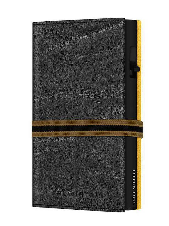 Click Slide Strap Leather Men's Wallet Cards with Slide Mechanism Black Earth/Black