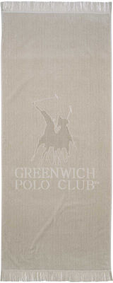 Greenwich Polo Club 3734 Beach Towel Cotton Gray with Fringes 190x90cm.