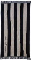 Greenwich Polo Club 3727 Beach Towel Cotton Black with Fringes 170x90cm.