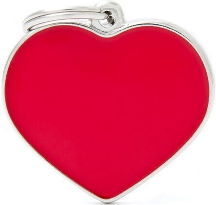 My Family Shine Hunde-Identifikationsmarke Herz Rote Metallische Klein 2.5x2.5cm Personalisierung