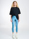 Lynn Women's Cropped Everyday Legging High Waisted Blue