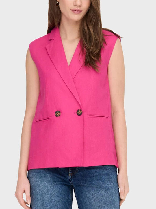 Only Women's Vest with Buttons Pink