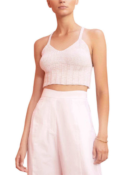 Moutaki Damen Sommer Crop Top Ärmellos Beige