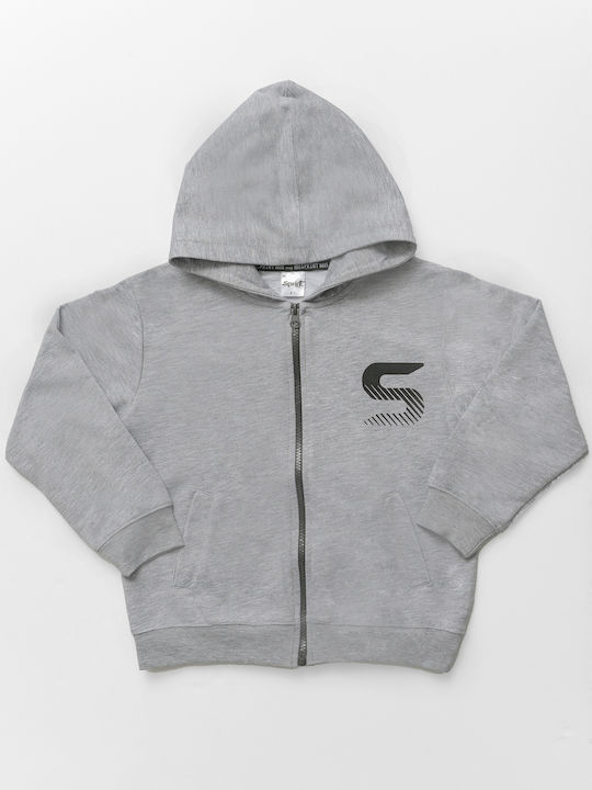 Sprint Boys Hooded Sweatshirt with Zipper Gray