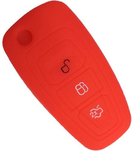 Silicone Car Key Cover Case with 3 Buttons for Ford Red