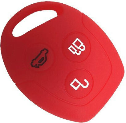 Silicone Car Key Cover Case with 3 Buttons for Ford Red