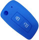Silicone Car Key Cover Case with 2 Buttons for Nissan Blue