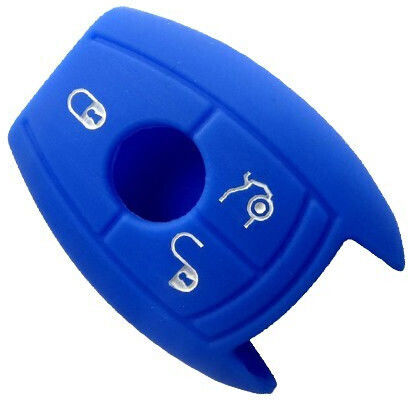 Silicone Car Key Cover Case with 3 Buttons for Mercedes Benz Blue