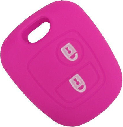 Silicone Car Key Cover Case with 2 Buttons for Citroen / Peugeot / Toyota Pink