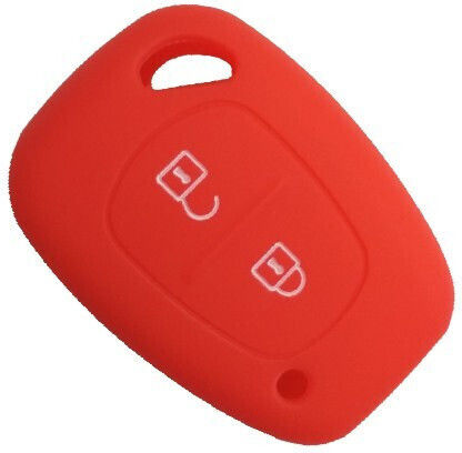 Silicone Car Key Cover Case with 2 Buttons for Nissan / Opel / Renault Red