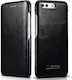 iCarer Curved Edge Vintage Brieftasche Leder Schwarz (Huawei P10)