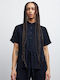 ICHI Women's Monochrome Short Sleeve Shirt Black