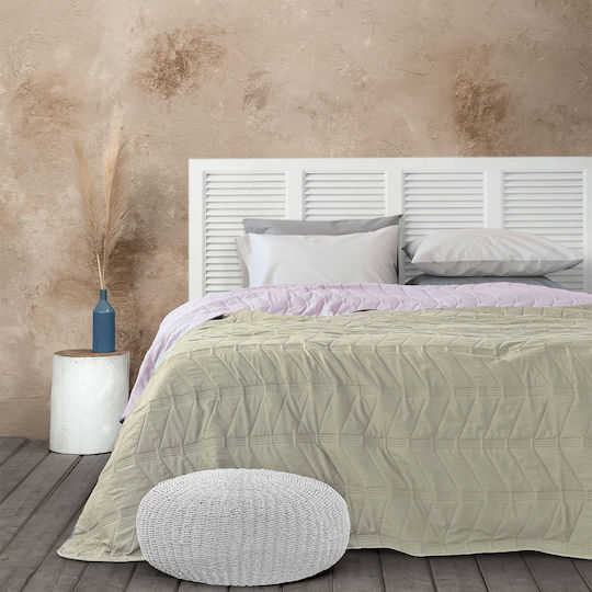 Nima Simple Tagesdecke Übergröße Mikrofaser Pink / Light Brown 220x240cm