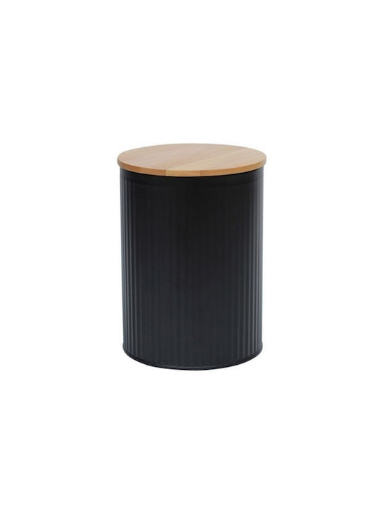 Excellent Houseware Βάζο Γενικής Χρήσης με Καπάκι Μεταλλικό σε Μαύρο Χρώμα 13.5x13.5x17cm