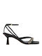 Damen Sandalen Aus Leder Schwarz