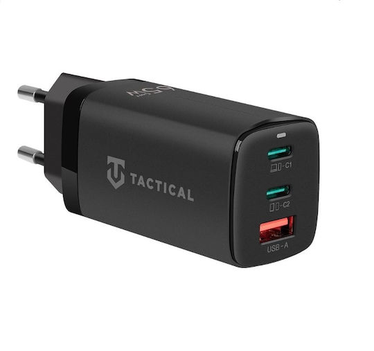 Tactical Φορτιστής Χωρίς Καλώδιο GaN με Θύρα USB-A και 2 Θύρες USB-C 65W Power Delivery / Quick Charge 3.0 Μαύρος (FlashBang)