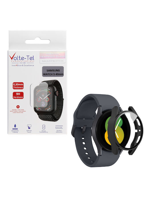 Volte-Tel Full Face Tempered Glass for the Galaxy Watch 5 40mm 1pcs 8325649 Black