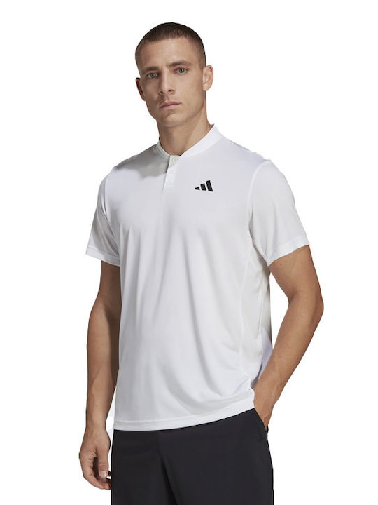 Adidas Ανδρική Μπλούζα με Κουμπιά Κοντομάνικη Λευκή