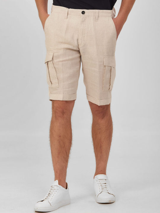 Șorturi cargo din in cu croială slim fit MarkUp Beige