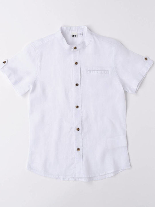 Kids One Color Shirt Long Sleeve Linen White