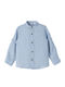 Kids One Color Shirt Long Sleeve Linen Light Blue