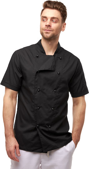 strongAnt Coat Chef 100% Cotton made Black with Short Sleeve StrongAnt Stretch