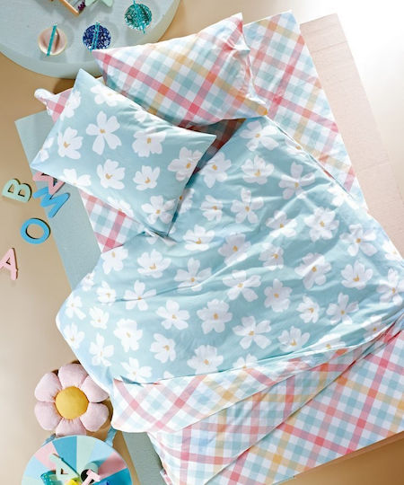 Kentia Παιδικό Κουβερλί Μονό Petunia Veraman/White/Yellow/Pink 160x240εκ.
