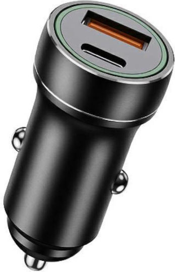 Jellico F4 Handy-Autoladegerät 18W 3A Schnellladen mit Anschlüssen: 1xUSB-A 1xType-C Schwarz Farbe