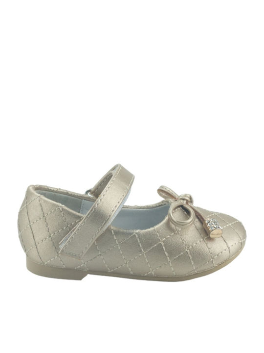 Kids Anatomic Ballerinas with Hoop & Loop Closure Gold
