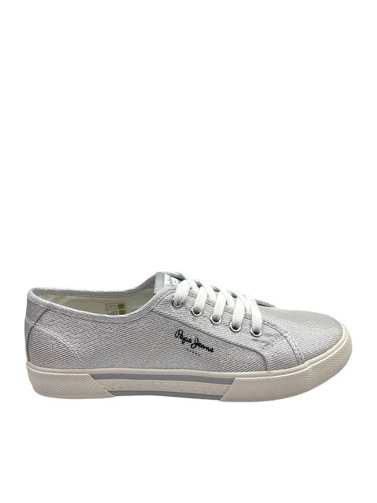 Pepe Jeans Brady Party Γυναικεία Sneakers Ασημί