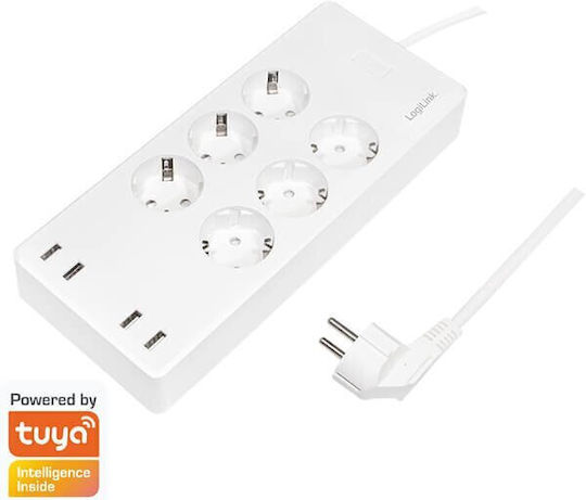 LogiLink Smart Πολύπριζο 6 Θέσεων με 4 USB-A και Καλώδιο 1.8m