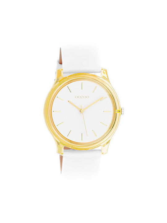 Oozoo Timepieces Ρολόι με Λευκό Δερμάτινο Λουράκι